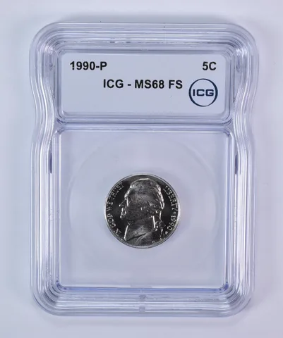 1990-P Jefferson Nickel MS68 FS ICG