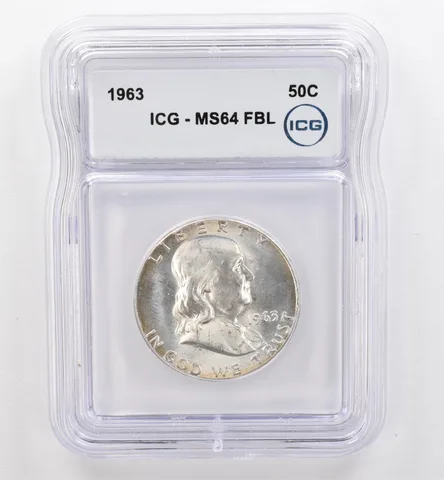 1963 Franklin Half Dollar MS64 FBL ICG Beautiful Tone Reverse *9467