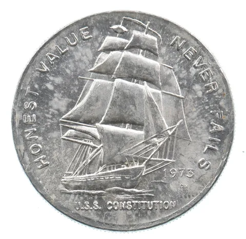VINTAGE Art Bar/Round 1973 Constitution Mint Honest Value Silver 1 T Oz. *262