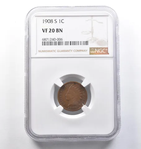 1908-S Indian Head Cent VF20 BN NGC *3838