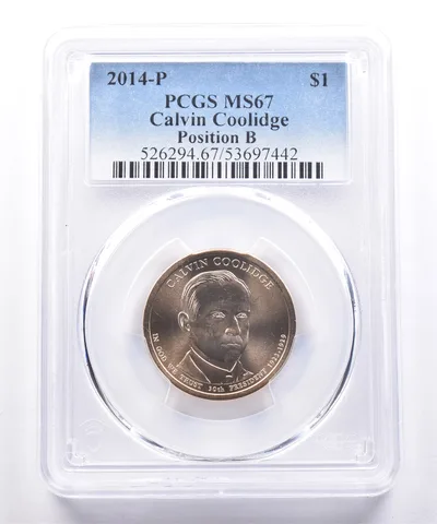 2014-P Presidential $1 Calvin Coolidge MS67 PCGS Blue Label