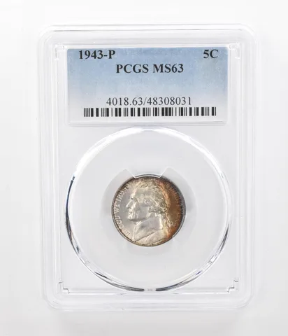 1943-P Jefferson Nickel MS63 PCGS Beautiful Tone *2402