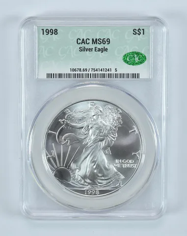 1998 American Silver Eagle MS69 CAC CACg