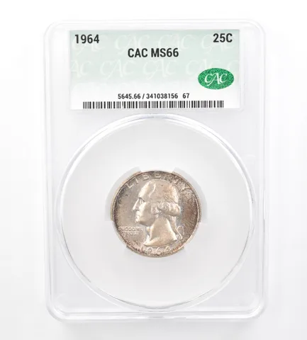 1964 Washington Quarter MS66 CAC CACg Beautiful Tone *1751