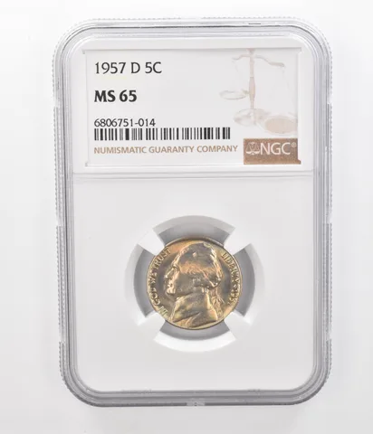 1957-D Jefferson Nickel MS65 NGC Beautiful Tone *2433