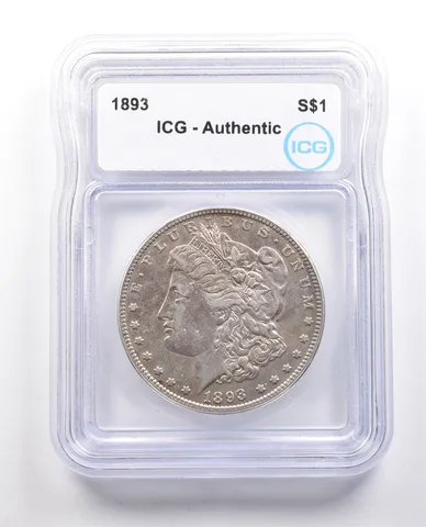 1893 Morgan Silver Dollar Authentic ICG *6018