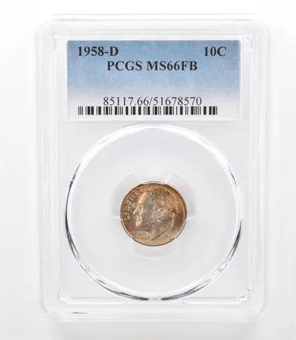 1958-D Roosevelt Dime MS66 FB PCGS Beautiful Tone *3189