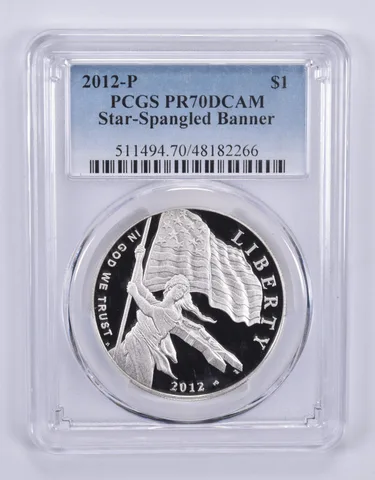 2012-P Star-Spangled Banner Commemorative Dollar PR70 DCAM PCGS Blue Label