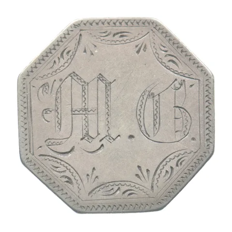 1854 Arrows Seated Liberty Quarter Love Token Victorian M G *5524