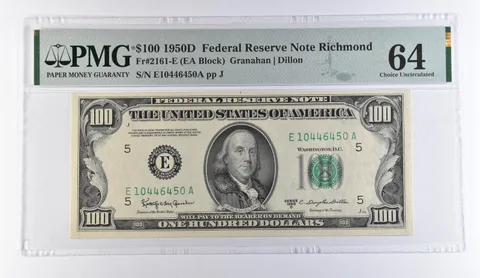 1950 D $100 Richmond VA FRN #2161-E Choice Unc 64 PMG *9379