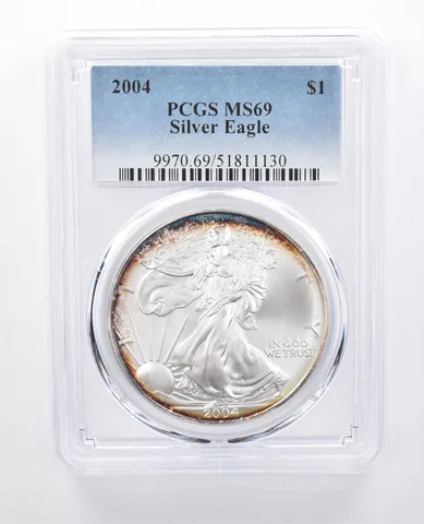 2004 American Silver Eagle MS69 PCGS Peripheral Tone *8176