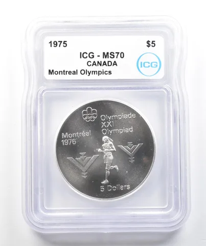 1975 Canada 5 Dollars Silver Montreal Olympics Marathon MS70 ICG *9836
