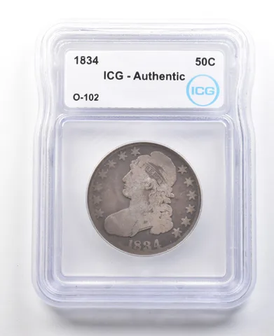 1834 Capped Bust Half Dollar O-102 Authentic ICG *3023
