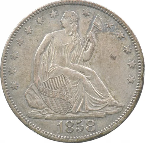 1858 Seated Liberty Half Dollar a2122
