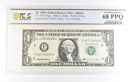 1995 $1 Atlanta GA FRN Fr#1923-F Superb Gem Unc 68 PPQ PCGS a2915