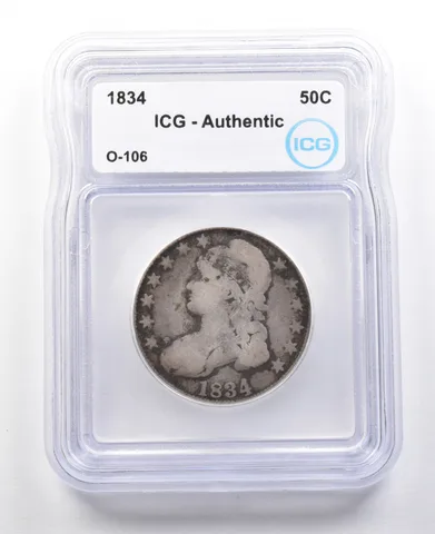 1834 Capped Bust Half Dollar O-106 Authentic ICG *3025