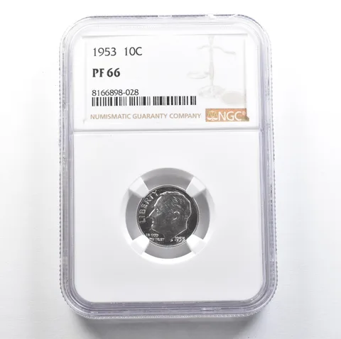 1953 Roosevelt Dime PF66 NGC PQ Cam Look *7650