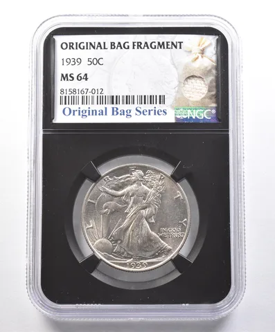 1939 Walking Liberty Half Dollar Original Bag Fragment MS64 NGC *4115