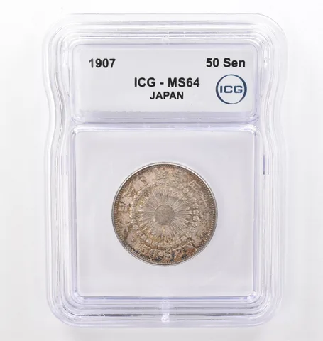 1907 Japan 50 Sen MS64 ICG Beautiful Tone *0117