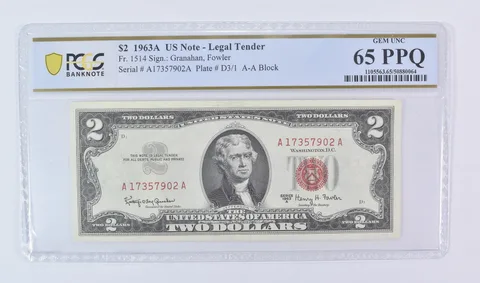 1963 A $2 US Legal Tender Fr#1514 Gem Unc 65 PPQ PCGS