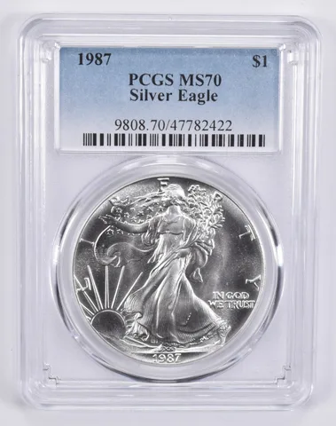 1987 American Silver Eagle MS70 PCGS Blue Label