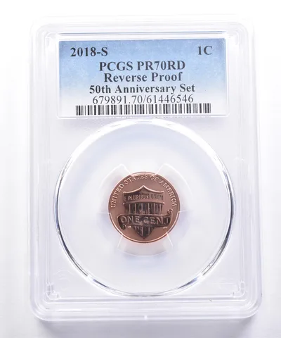 2018-S Lincoln Shield Cent 50th Anniversary Set Reverse PR70 RD PCGS