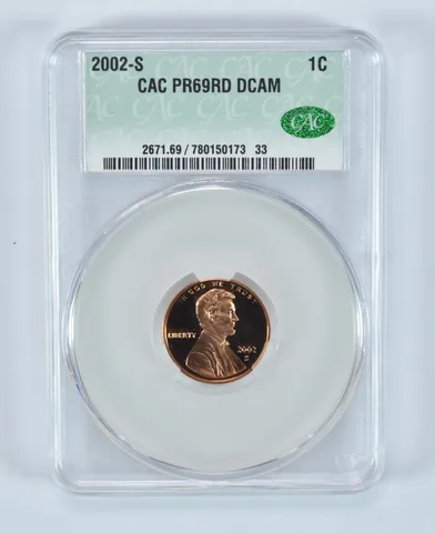 2002-S Lincoln Memorial Cent PR69 RD DCAM CAC CACg