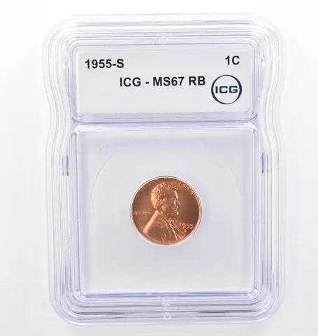 1955-S Lincoln Wheat Cent MS67 RB ICG Beautiful Tone Reverse *7725