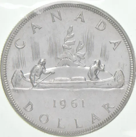 1961 Canada 80% Silver Canadian Silver Dollar Proof Like PL Sealed Cello