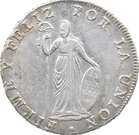 1828 Peru 8 Reales Cuzco Republican Silver a4714