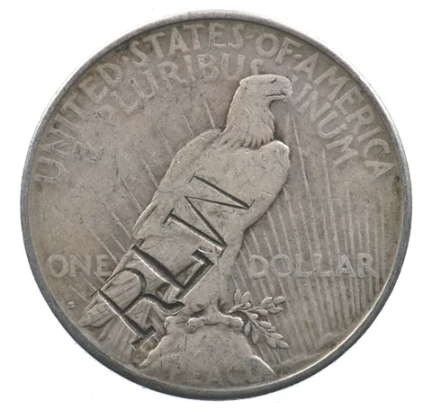 1922-S Peace Silver Dollar RLW Etched Counter Stamped a7274