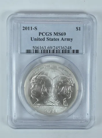 2011-S United States Army Commemorative Dollar MS69 PCGS Blue Label