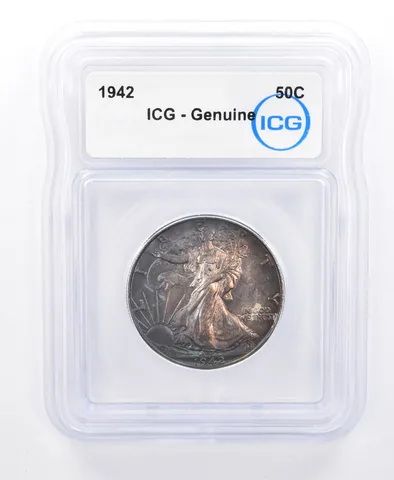 1942 Walking Liberty Half Dollar Genuine ICG Beautiful Tone *8724