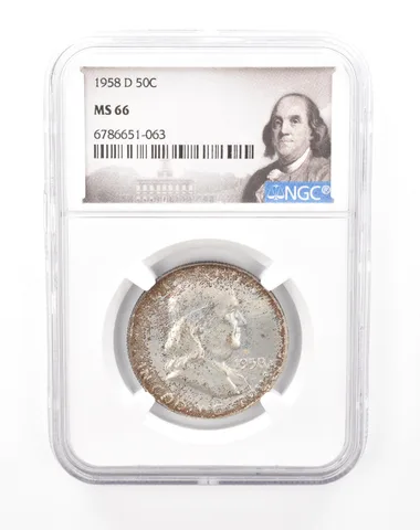 1958-D Franklin Half Dollar MS66 NGC Beautiful Mint Set Tone *6768