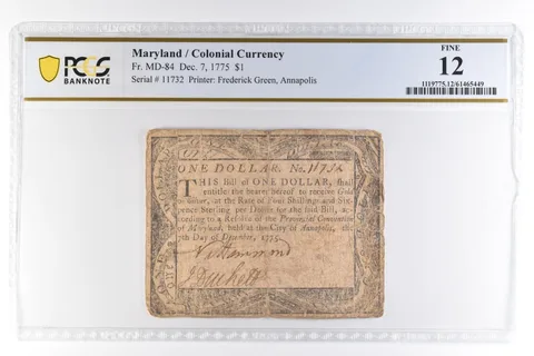 1775 $1 Maryland Colonial Currency Fr#MD-84 Fine 12 PCGS *4628