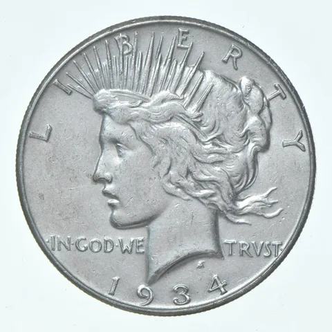 (1) 1934-S Choice AU Peace Silver Dollar 90% - CH AU Almost Unc - San Fran