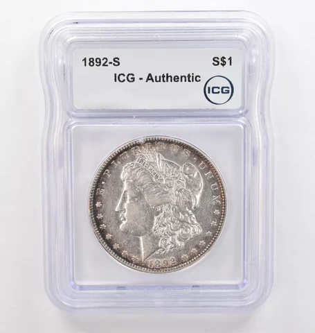 1892-S Morgan Silver Dollar Authentic ICG Peripheral Tone *0256