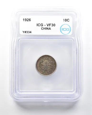 1926 China 10 Cents Y#334 VF30 ICG a0493