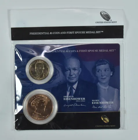 2015 Presidential $1 & First Spouse Medal Set - Dwight & Mamie Eisenhower