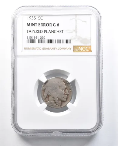 1935 Indian Head Buffalo Nickel Mint Error Tapered Planchet G6 NGC *8239