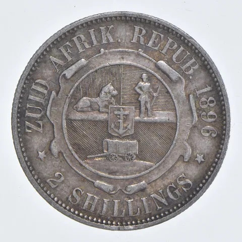 SILVER - WORLD Coin - 1896 South Africa 2 Shillings - World Silver Coin *867