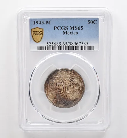 1943 M Mexico 50 Centavos MS65 PCGS Beautiful Tone *9264