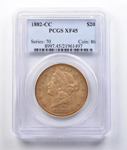 1882-CC $20 Liberty Head Gold Double Eagle XF45 PCGS *2974