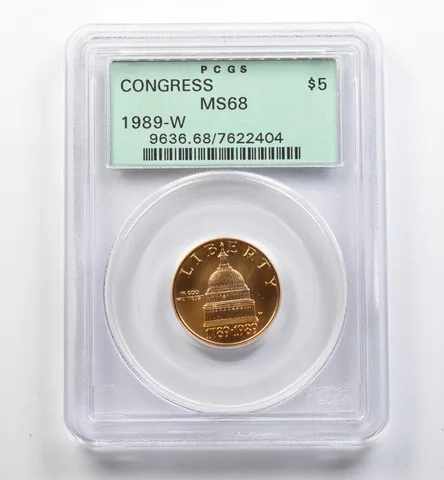 1989-W $5 Congress Gold Commemorative MS68 PCGS OGH *9090