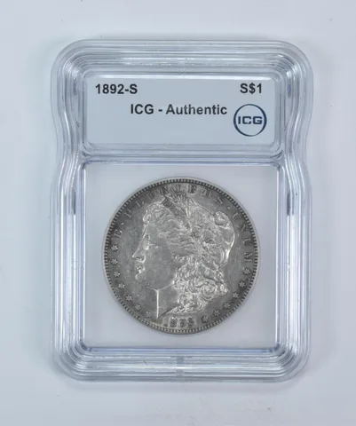 1892-S Morgan Silver Dollar Authentic ICG Nice Tone *5883
