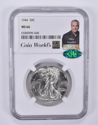 1944 Walking Liberty Half Dollar Miles Standish MS66 NGC CAC a9247