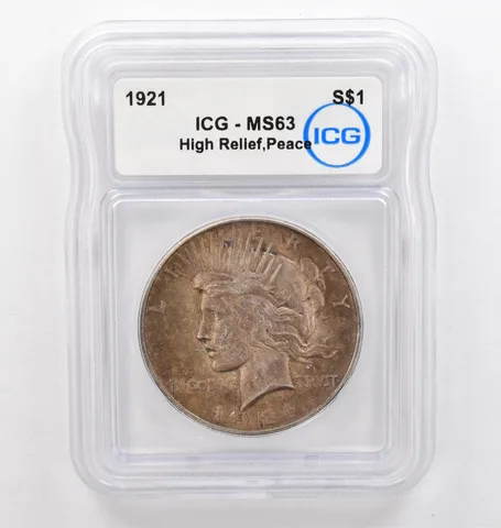 1921 Peace Silver Dollar High Relief MS63 ICG Beautiful Tone *0261
