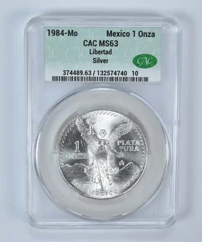 1984 Mo Mexico 1 Onza Silver Libertad MS63 CAC CACg