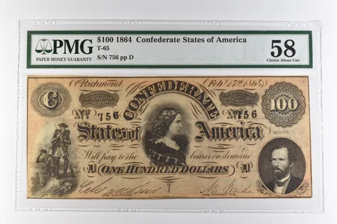 1864 $100 Confederate States of America T-65 Choice About Unc 58 PMG *0948