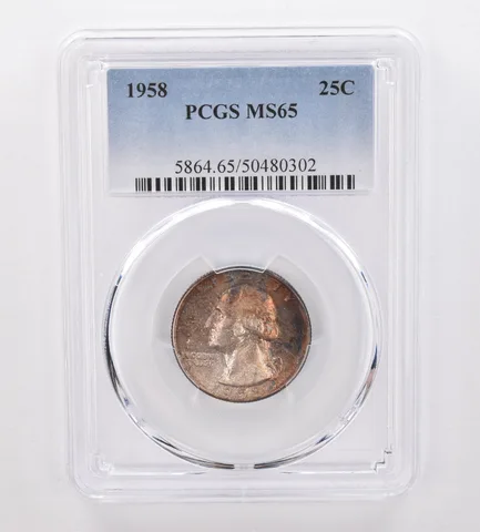 1958 Washington Quarter MS65 PCGS Beautiful Tone *0062